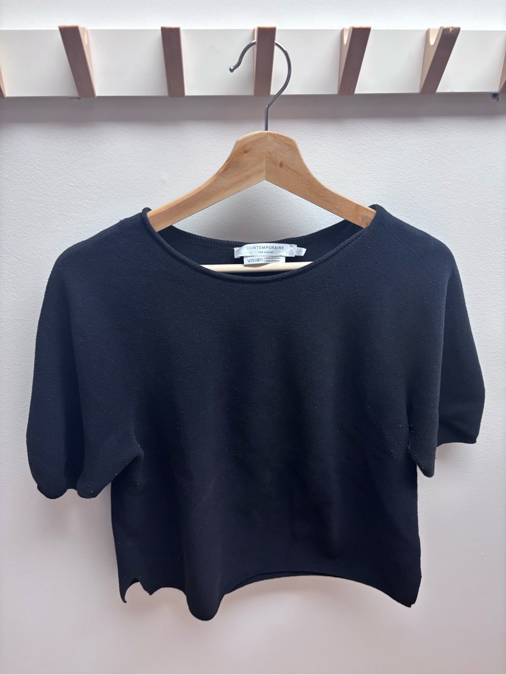 Maison Simons Black Short-Sleeve Knit Tee